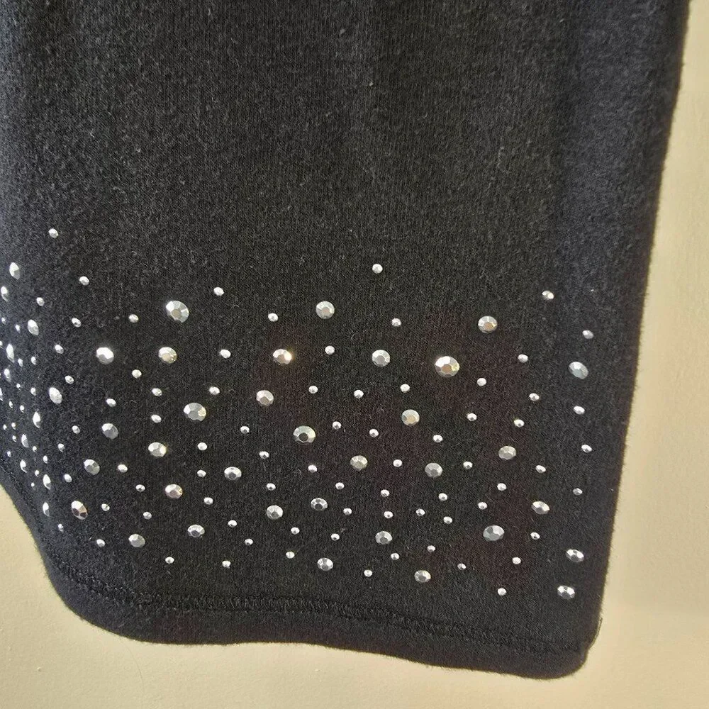 Justice Kids Girls Size 10 Fitted Black Muscle Tank Top Studded Bling Scoop Neck